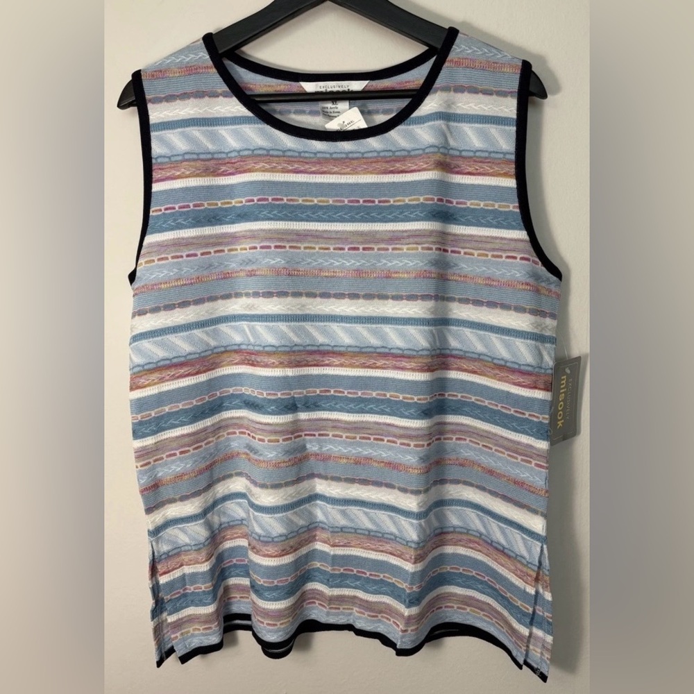 NWT Misook Women’s 3pc Light Blue/Pink Two Tank Top Blazer Set Size XL Sku#133